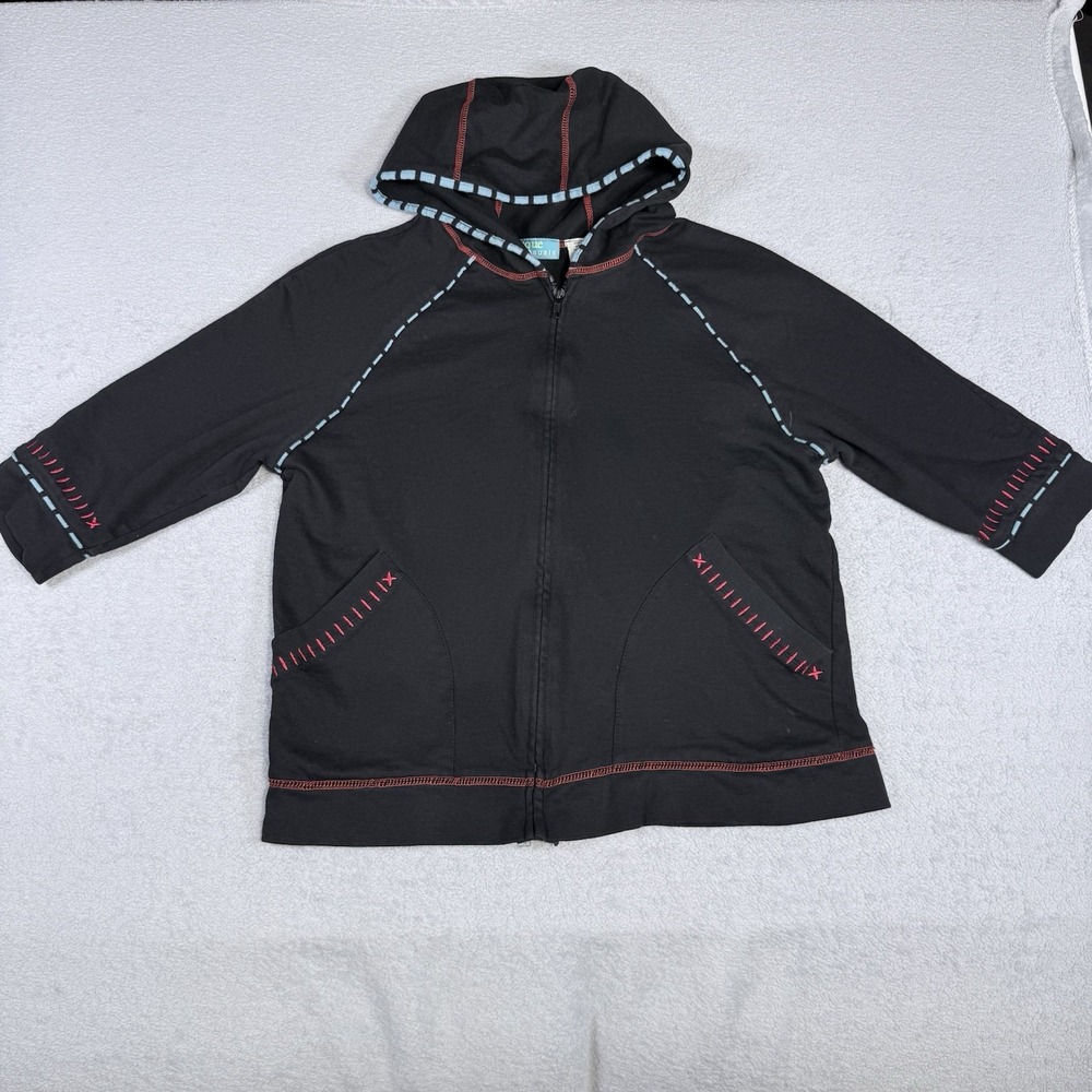 Onque Casuals Black Sweater Hoodie ballerina zip-up Size Medium